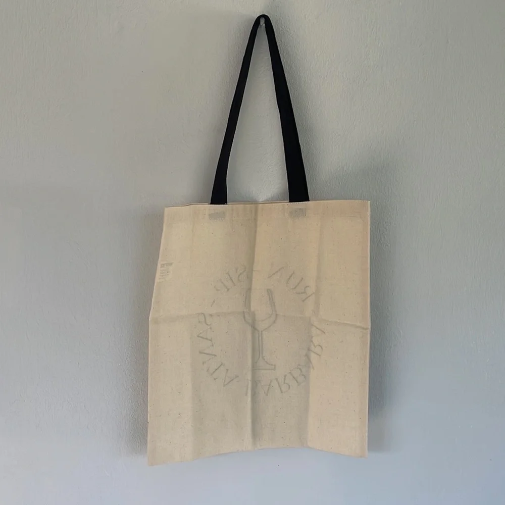 Run - Sip - Santa Barbara tan cotton tote shopping bag